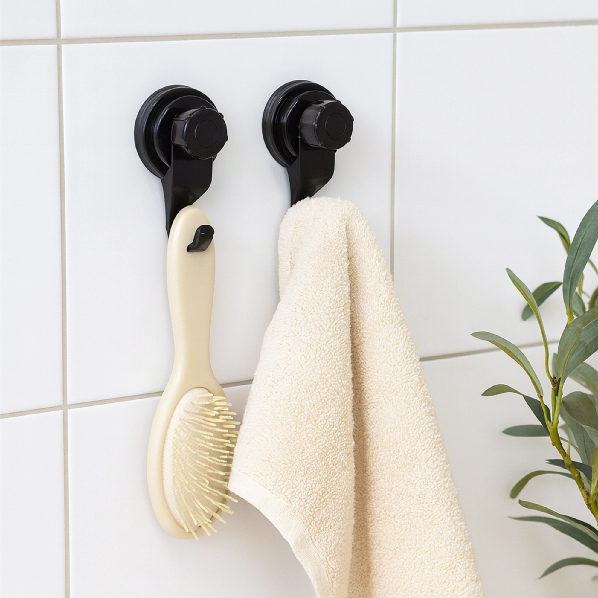 Evideco French Home Goods Set of 2 Locking Suction Hooks for Bathroom and Kitchen