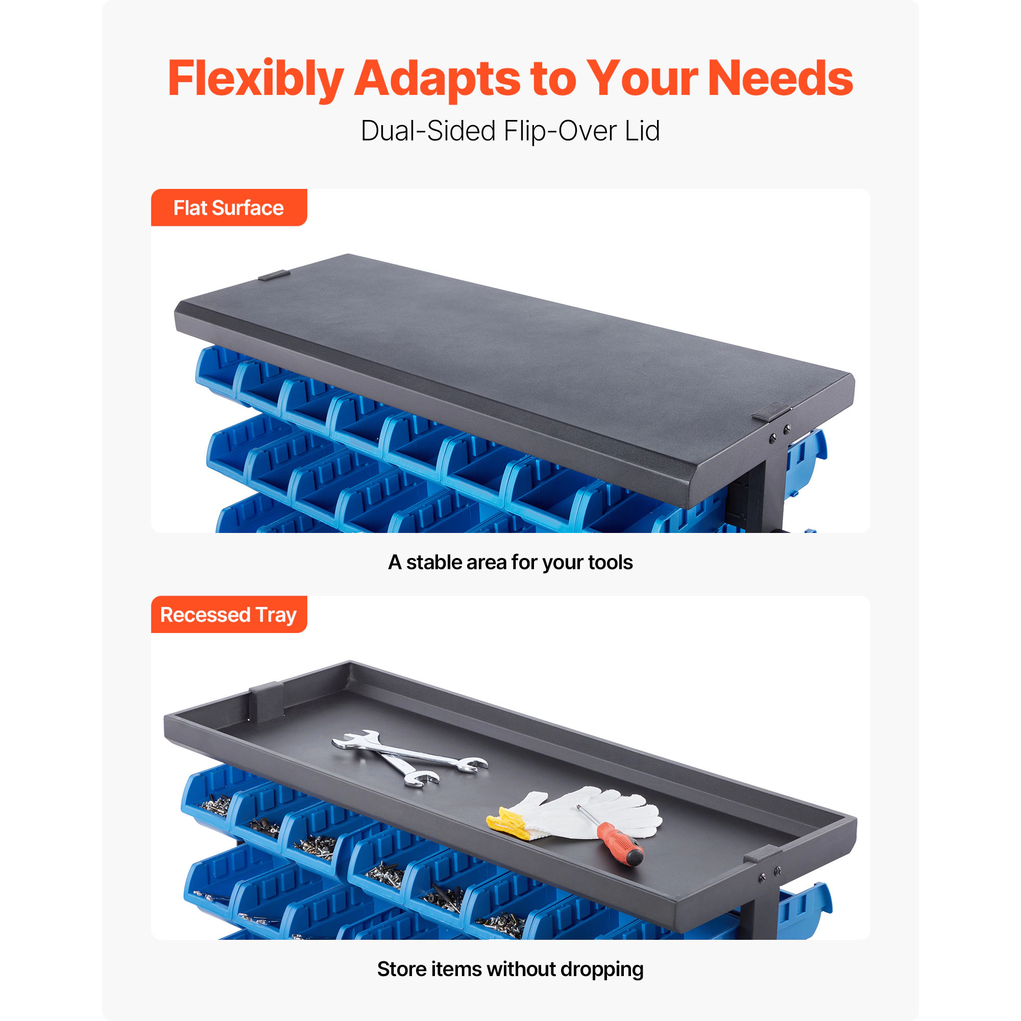 HONGGE Rolling Bin Storage Rack Bins with Wheels for Garage Warehouse