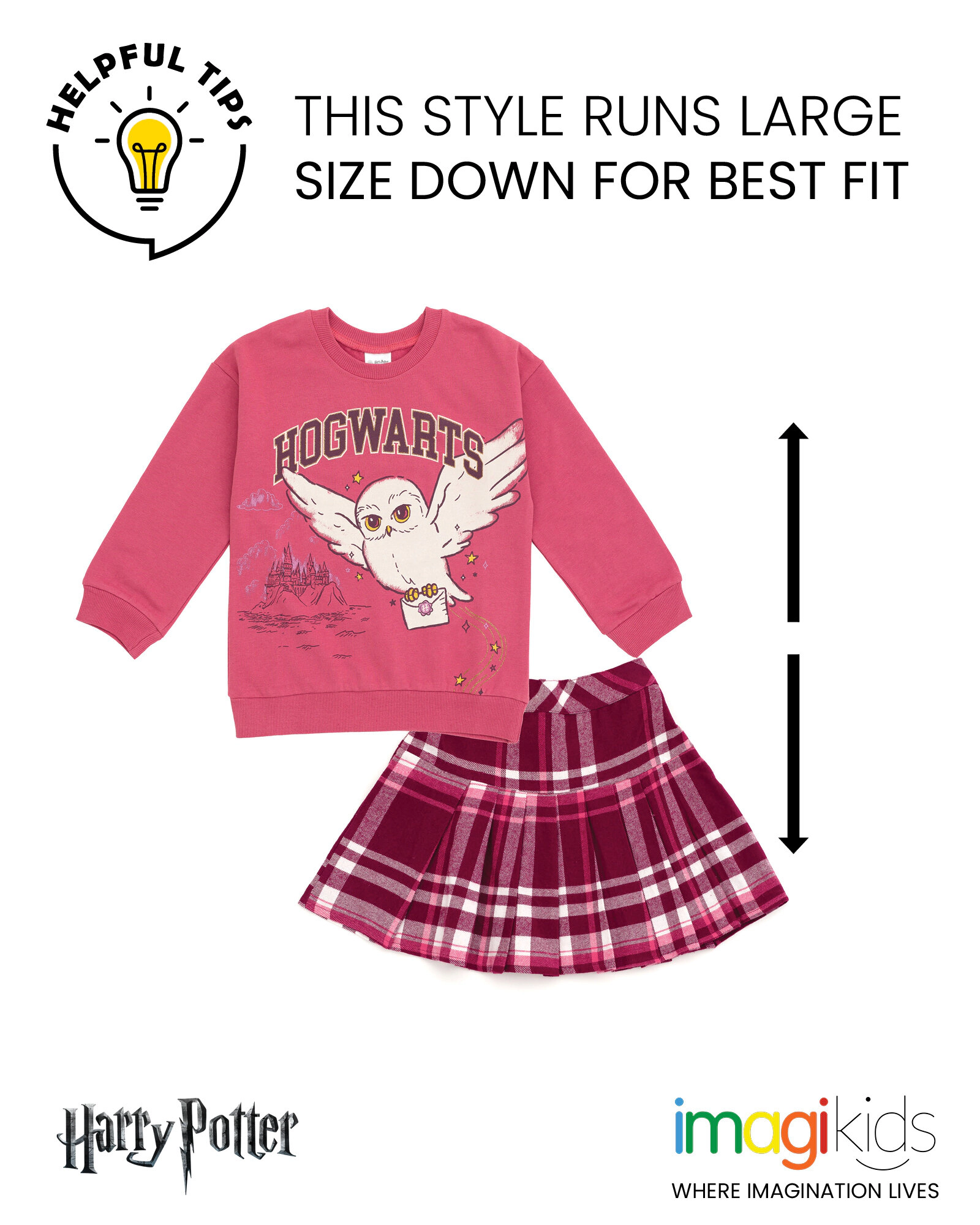 Harry Potter Hedwig Girls' 2-Piece Fleece Sweatshirt and Pleated Skirt Set