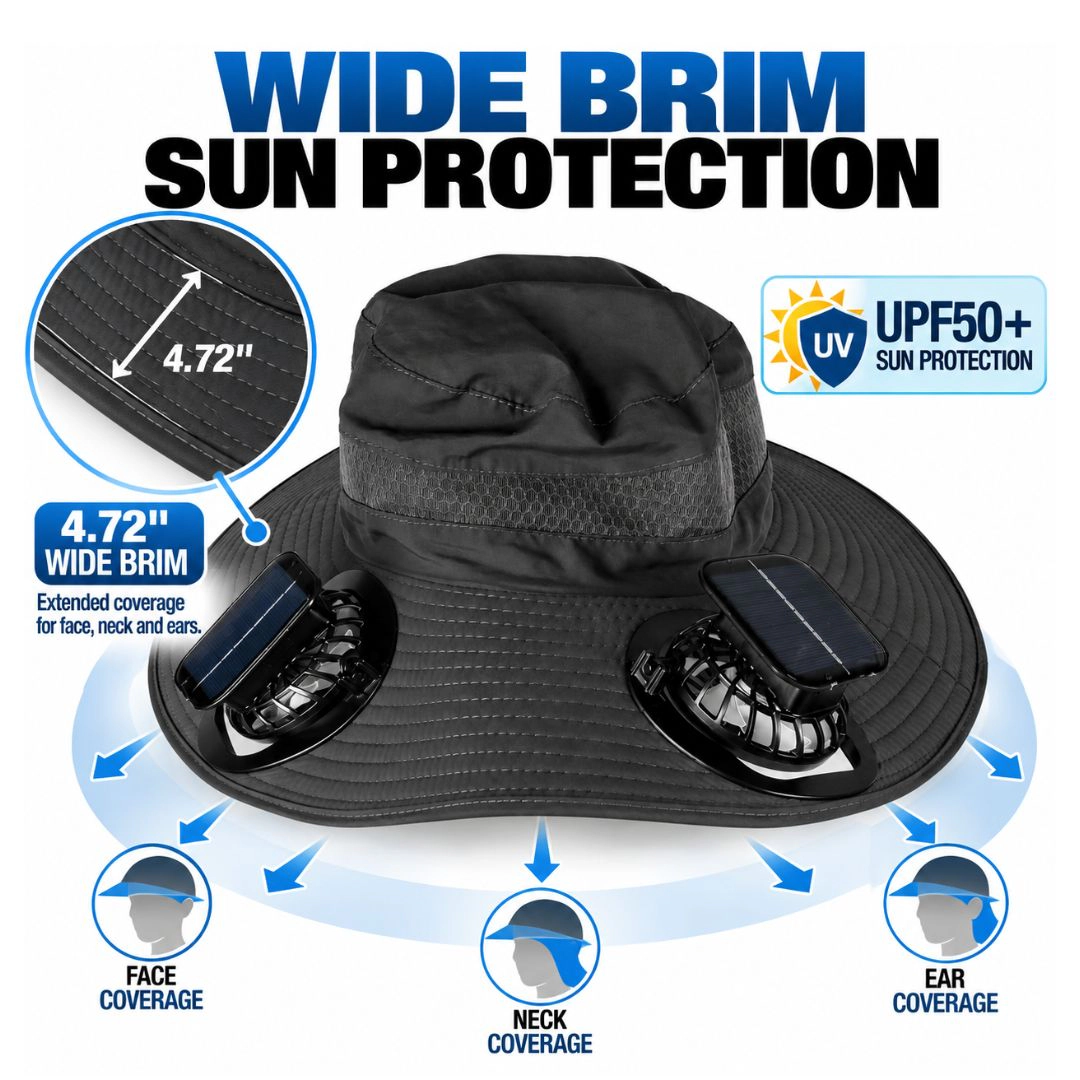 Wide Brim Sun Hat with Fans