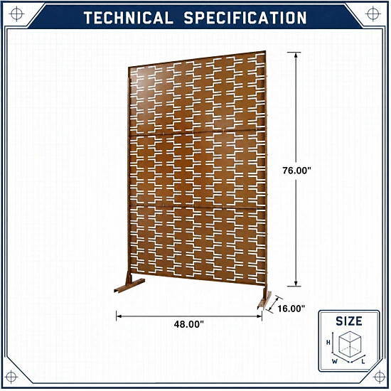 Toemoa 76 High 48 Wide Freestanding Decorative Metal Patio Garden ...