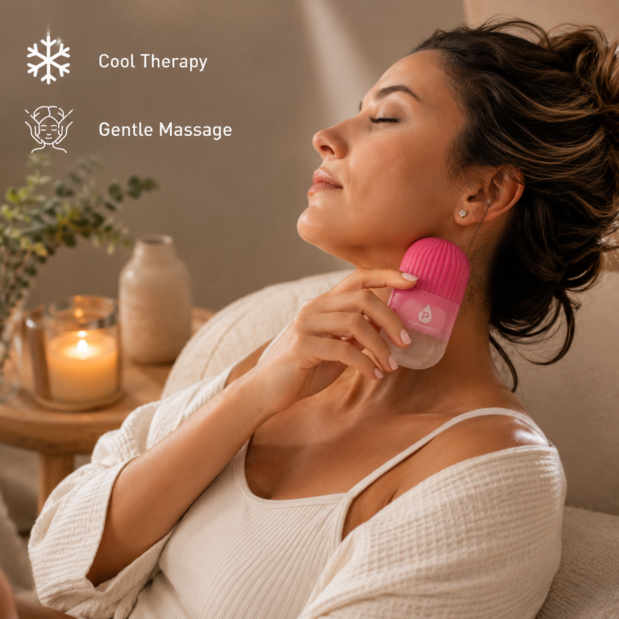 Pursonic Women's Skincare Bundle with Ice Cube Facial Roller Massager & Hydrating Cucumber Sheet Masks Refresh Kit