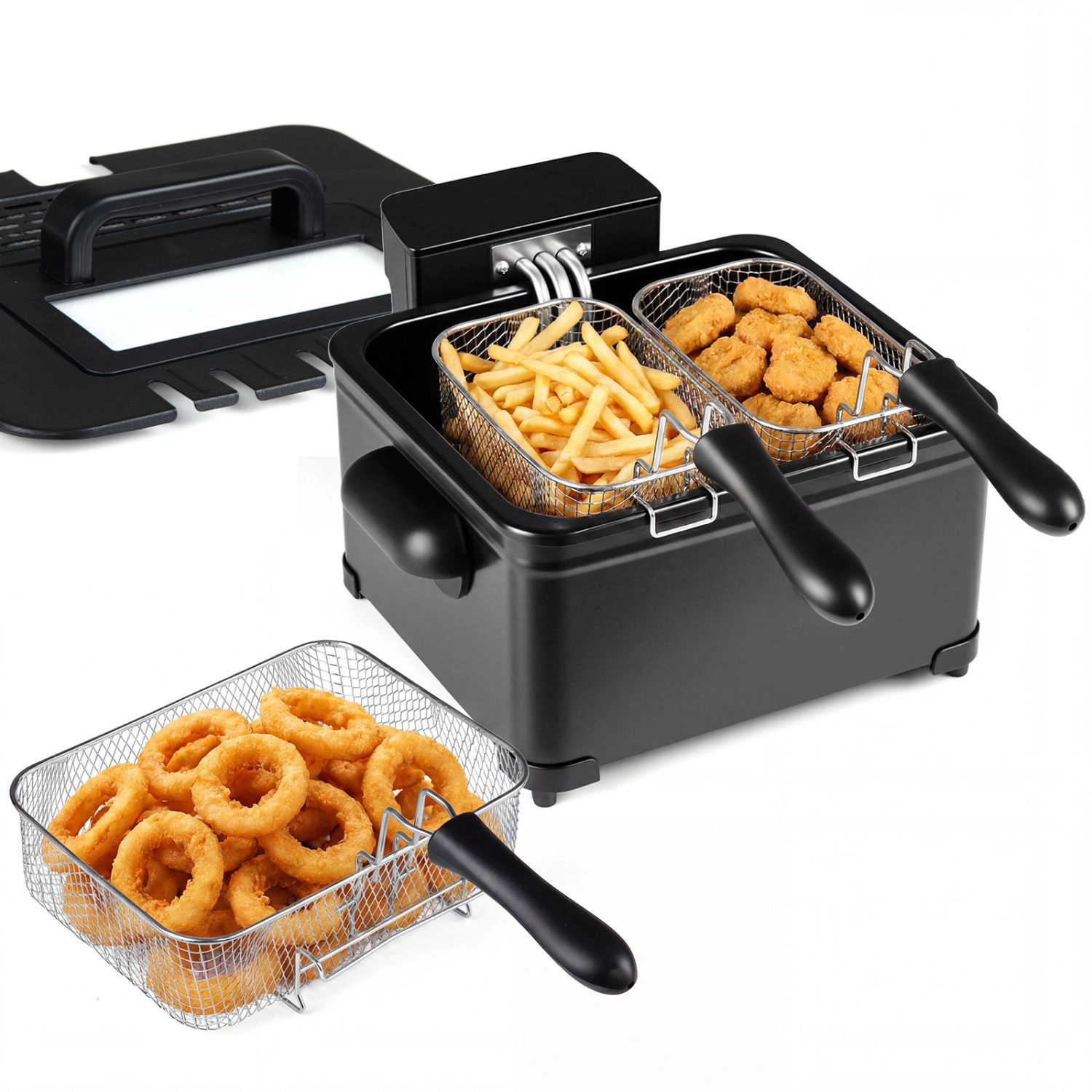SlickBlue 3-Basket Deep Fryer 5.3 QT, 1700W Electric with Touch Screen