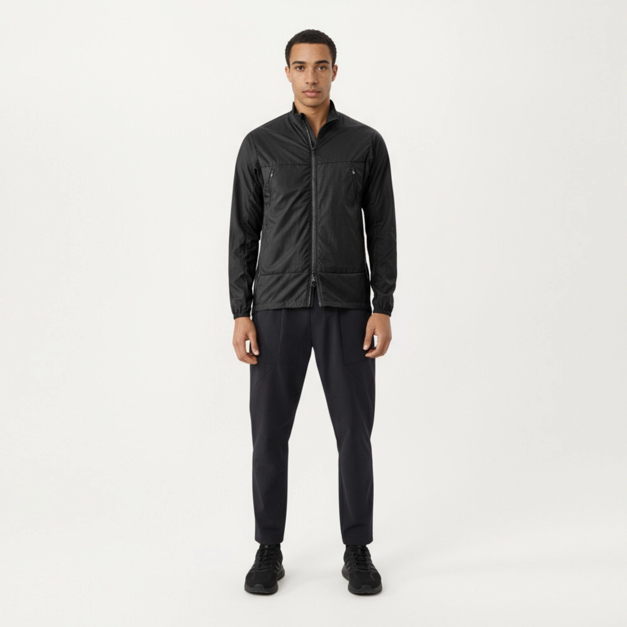 Anna-Kaci Men's Lightweight Zip-Up Windbreaker Jacket with High Collar and Elastic Cuffs