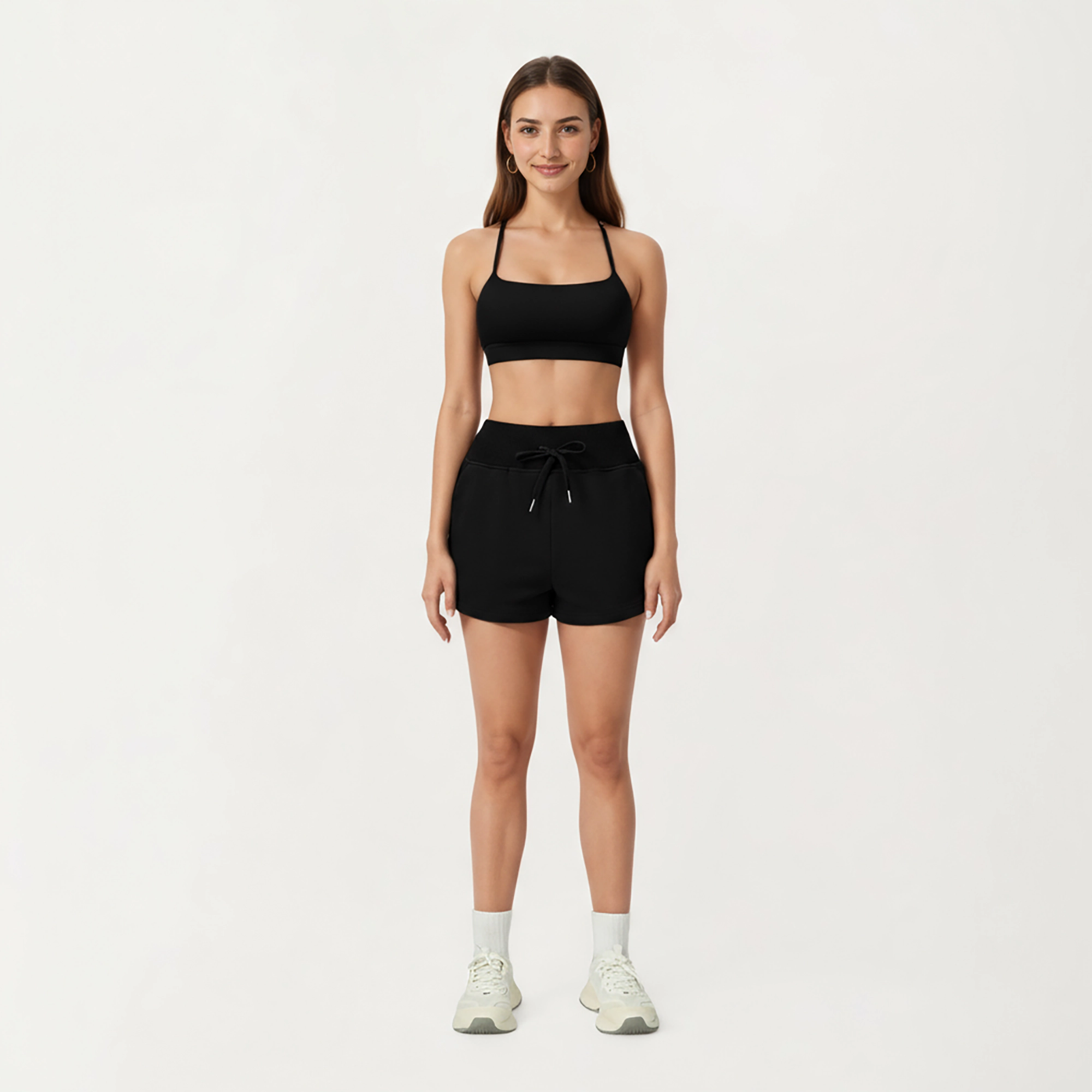 Anna-Kaci Women's High-Waist Drawstring Athletic Shorts with Soft Stretch Fabric and Side Pockets