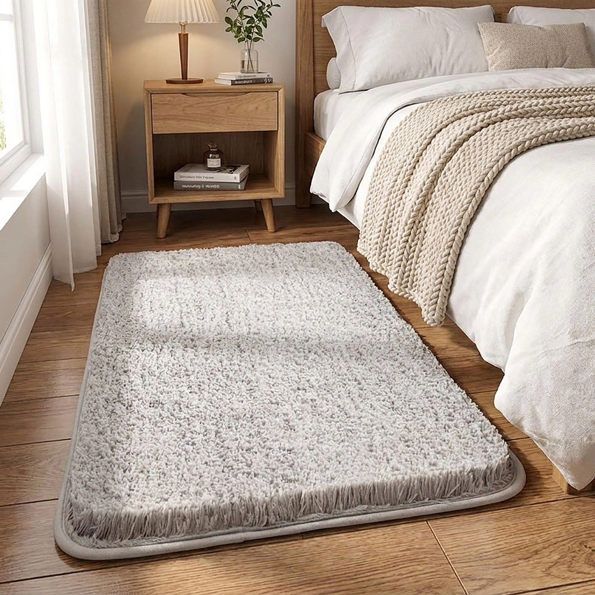 Alilang Unisex Plush Shag Bath Mat with Soft Pile Texture and Non Slip Backing
