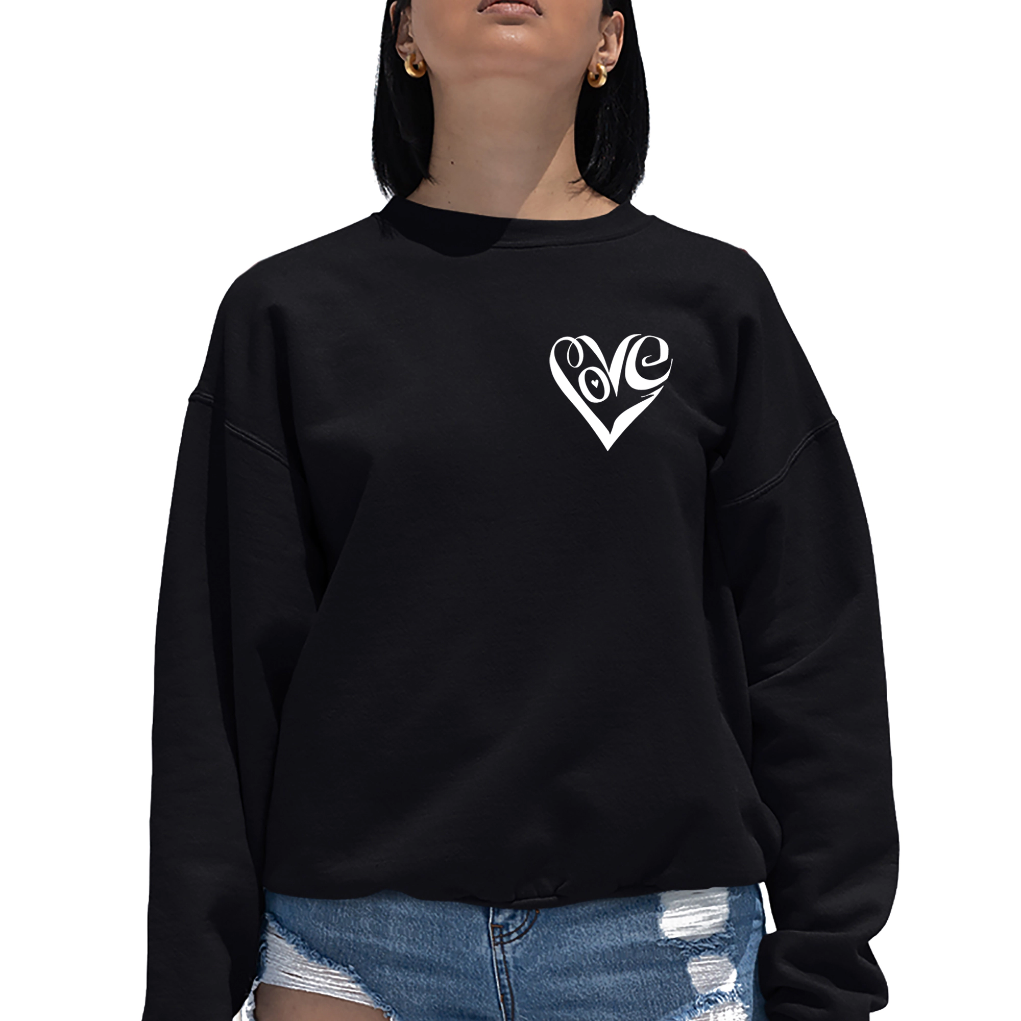 LA Pop Art Script Heart - Women's Word Crewneck Sweatshirt