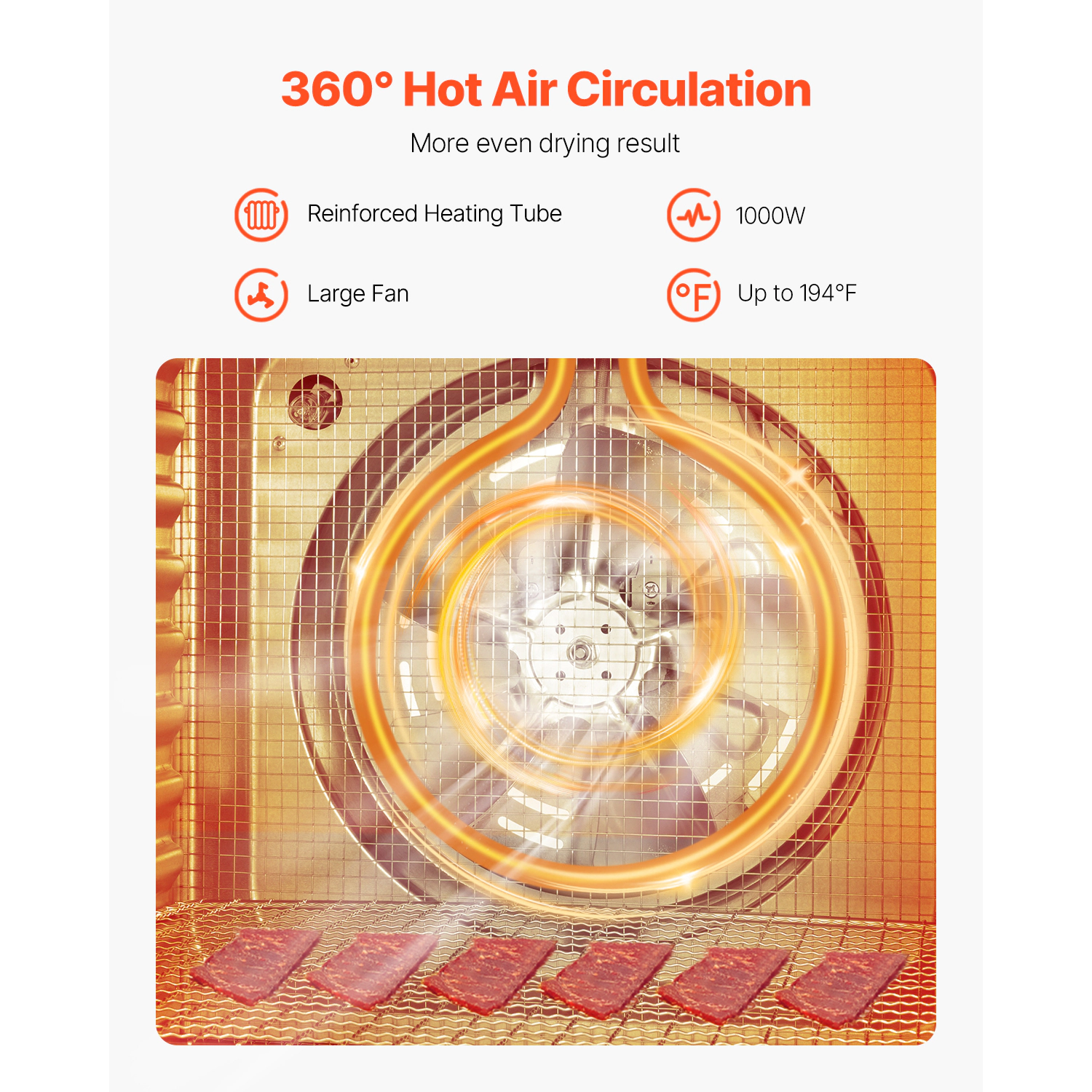 HONGGE Food Dehydrator Machine, Stainless Steel Trays, Electric Dryer with Adjustable Temperature & 24-Hour Timer
