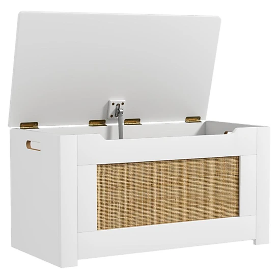 Hivvago Rattan Storage Trunk for Toys with Safety Hinge and Flip
