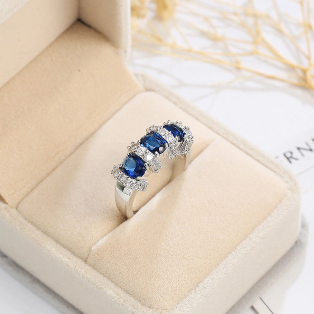 Women's Multi Color Oval Cubic Zirconia Cluster Ring