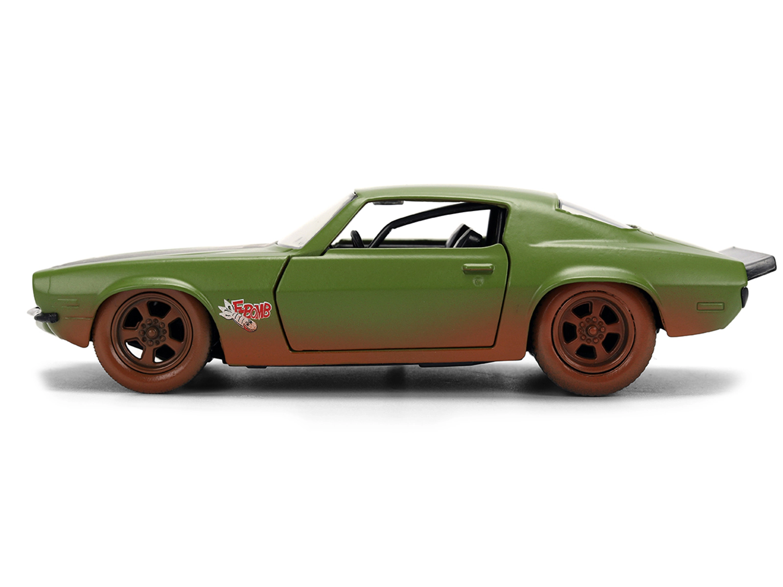 Jada Dom's 1973 Chevrolet Camaro "F-Bomb" Matt Green (Dirty Version) with Black Hood Stripe "Fast & Furious"