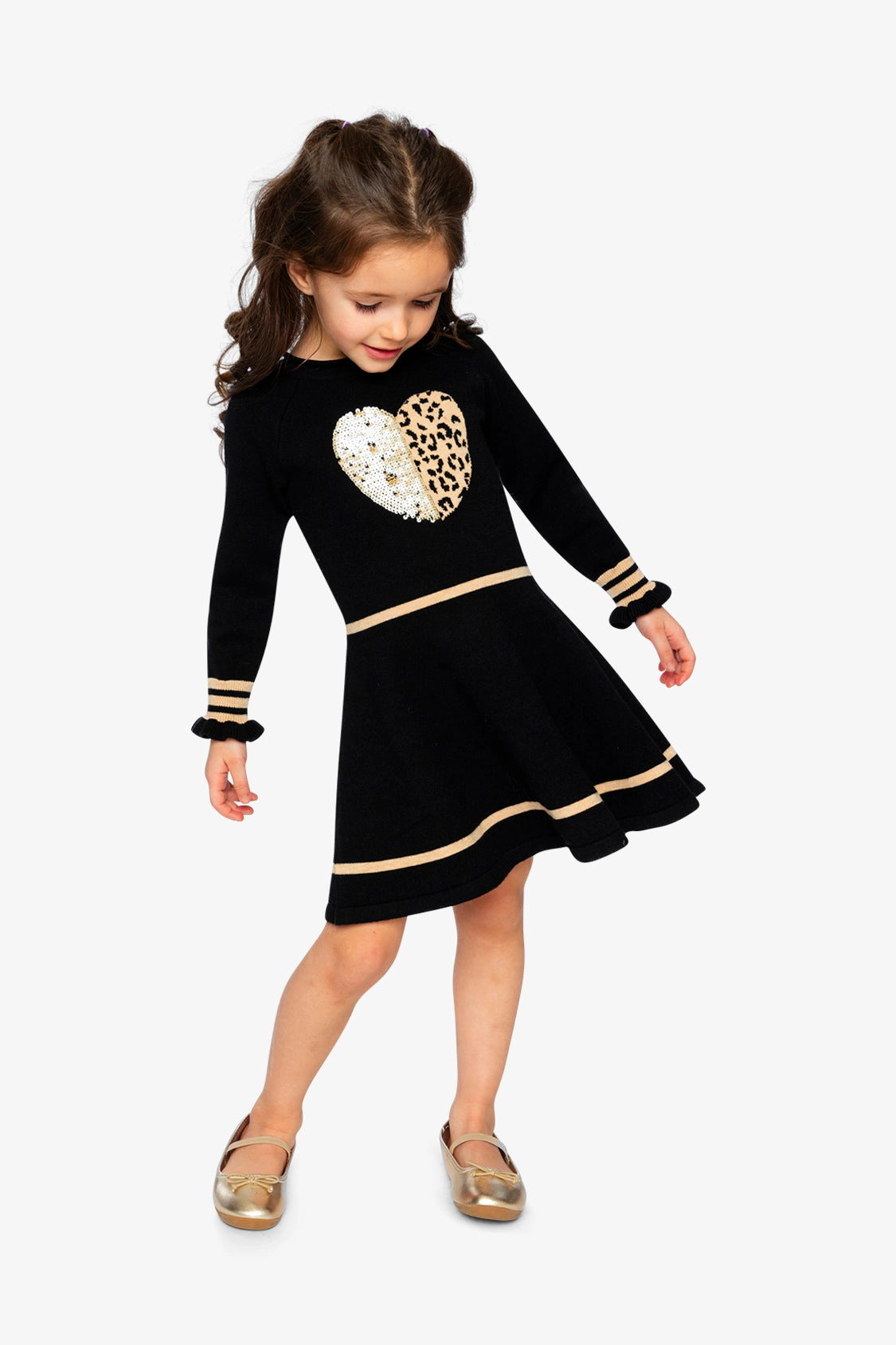 Deux par Girls Heart Graphic Pleated Knit Dress