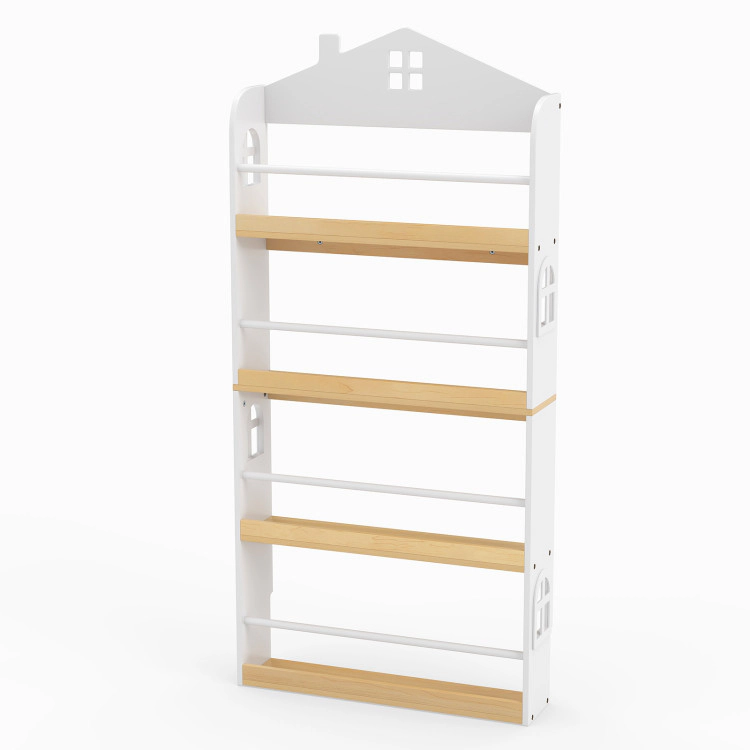 Hivvago House-Shaped Kids Bookshelf with Anti-falling Baffles