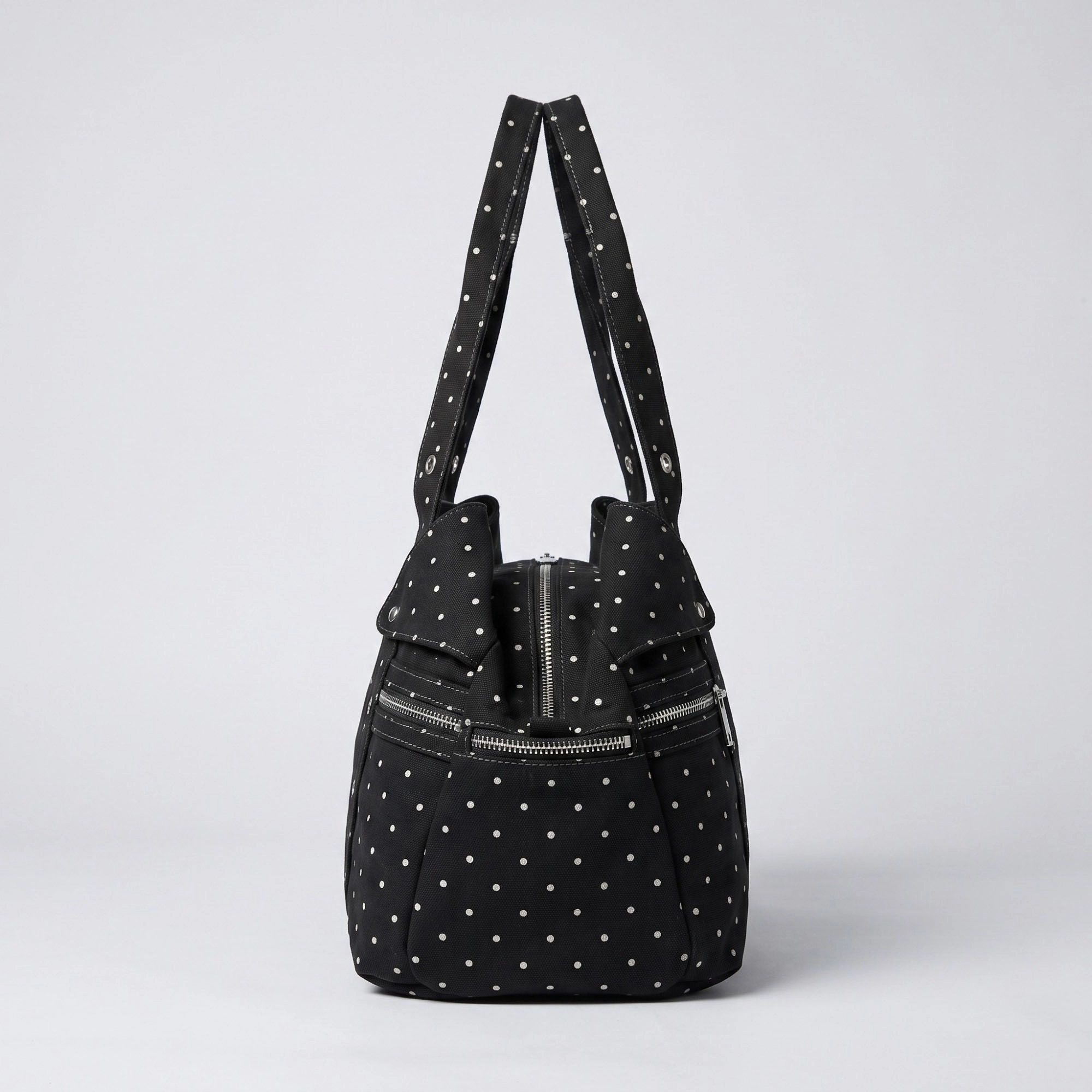 Alilang Women's Polka Dot Multi-Pocket Shoulder Bag with Zip Closure