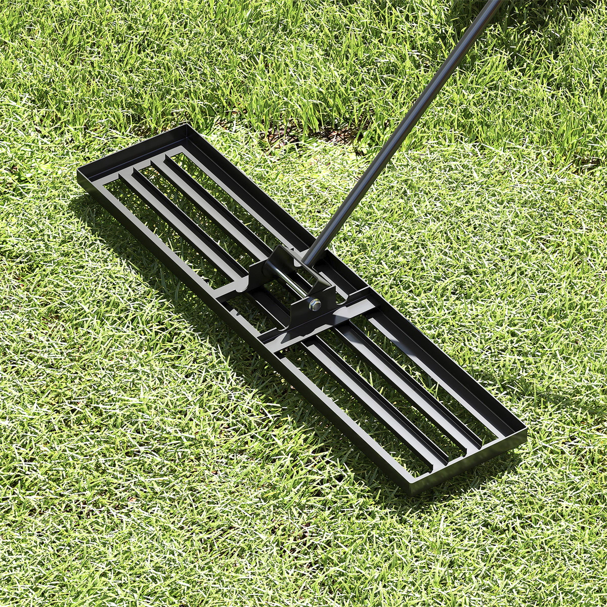 SUGIFT Black 42-in x 10-in Lawn Leveling Rake Grading Plate with Rustproof 69-in Handle for Topdressing