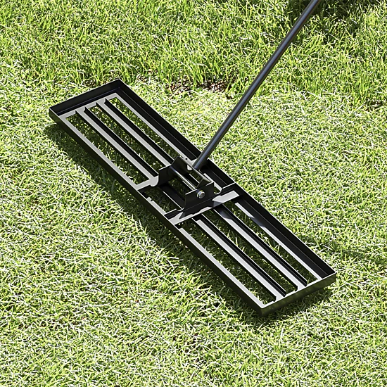 SUGIFT Black 42-in x 10-in Lawn Leveling Rake Grading Plate with Rustproof 69-in Handle for Topdressing