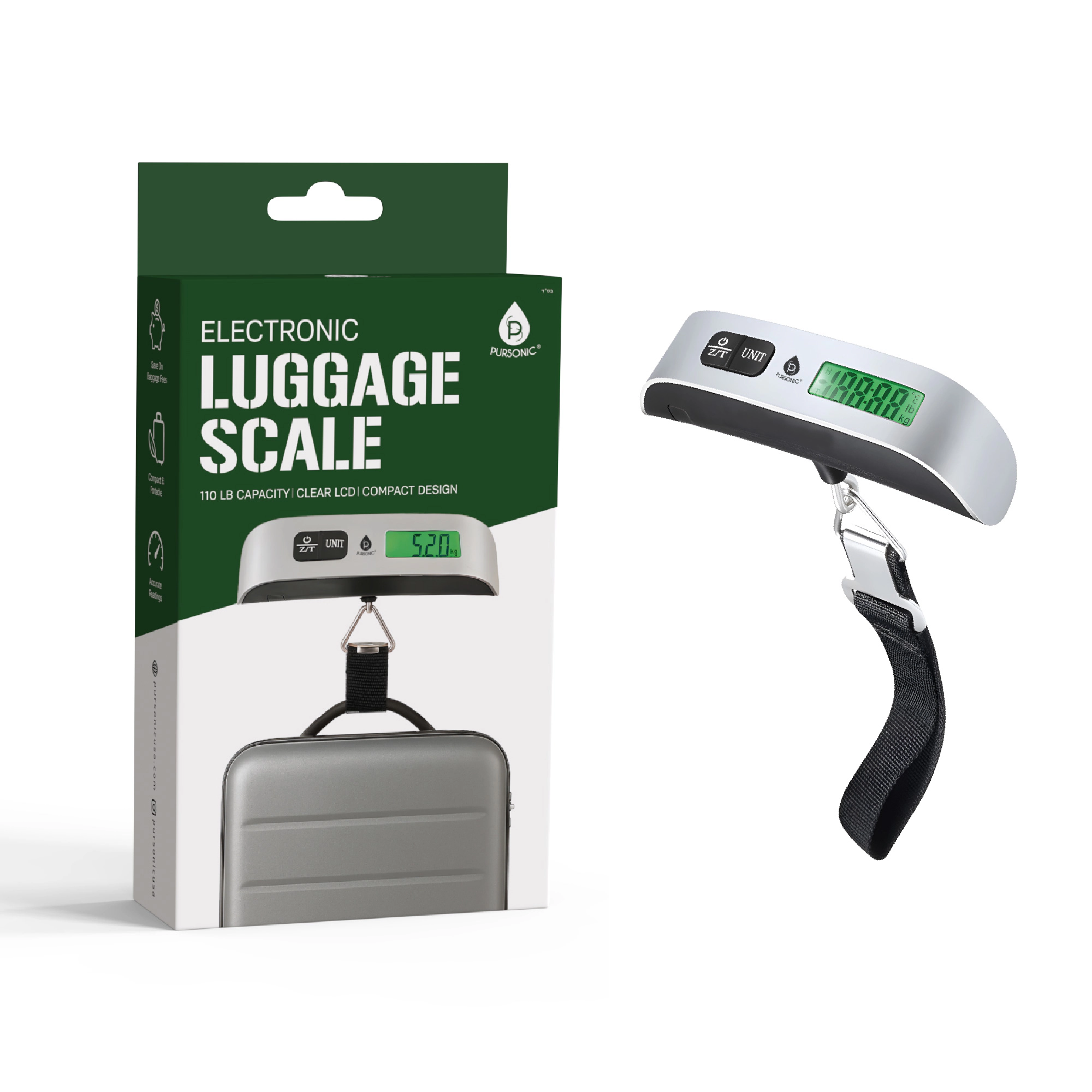 Pursonic Unisex Portable Travel Accessory: Electronic Luggage Scale