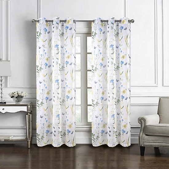 RT Designers Collection Kelce Doily Grommet Light Filtering Window Curtains for Bedroom 54" x 90" Blue