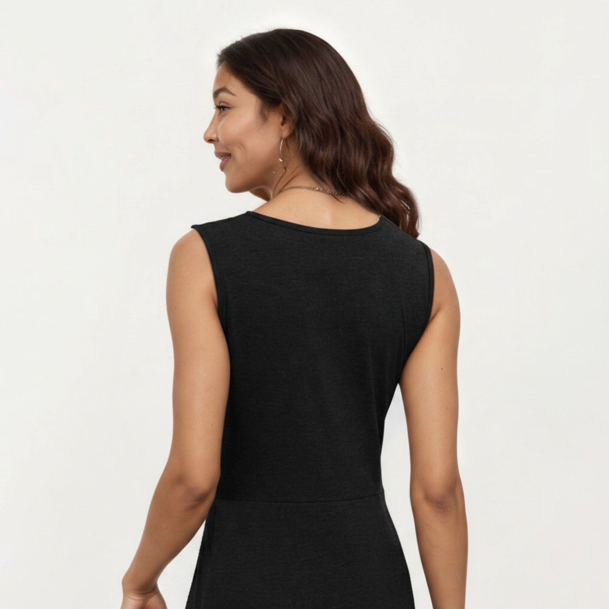 Anna-Kaci Women's Sleeveless V Neck Front Twist Detail Flowy A Line Silhouette Midi Dress
