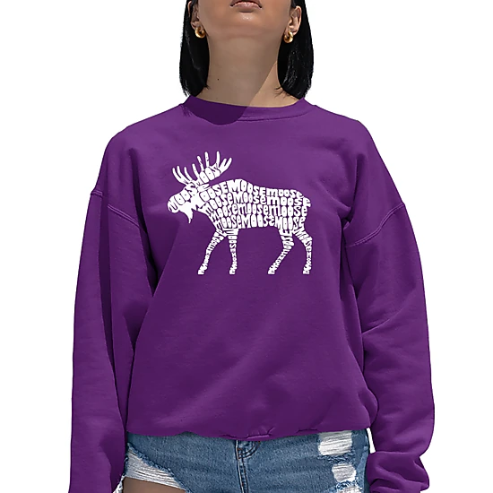 LA Pop Art Moose - Women's Word Art Crewneck Sweatshirt