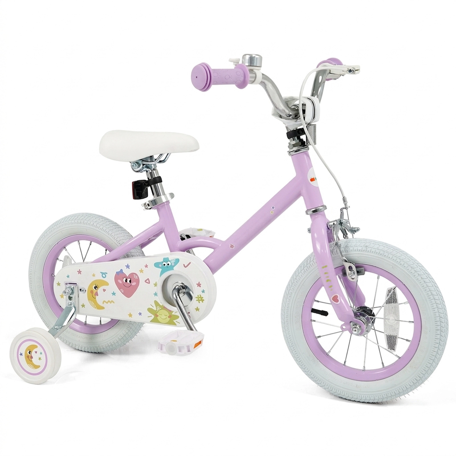 SUGIFT Purple Removable Training Wheels Adjustable Seat and Dual Brakes Kids 12 Inch Bike