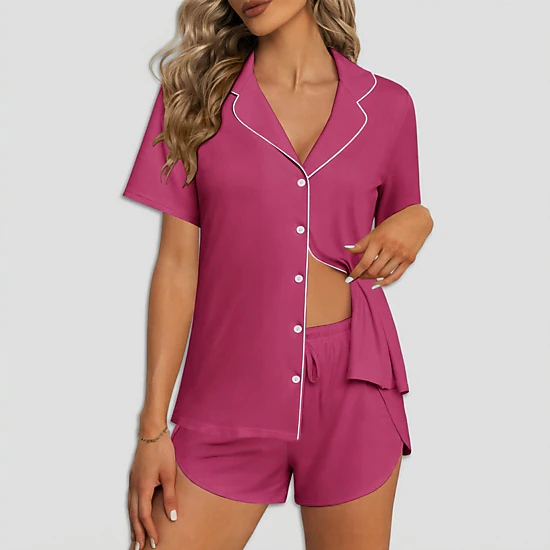 Ekouaer Women’s Button Up Pajama Set Short Sleeve 2 Piece Sleepwear