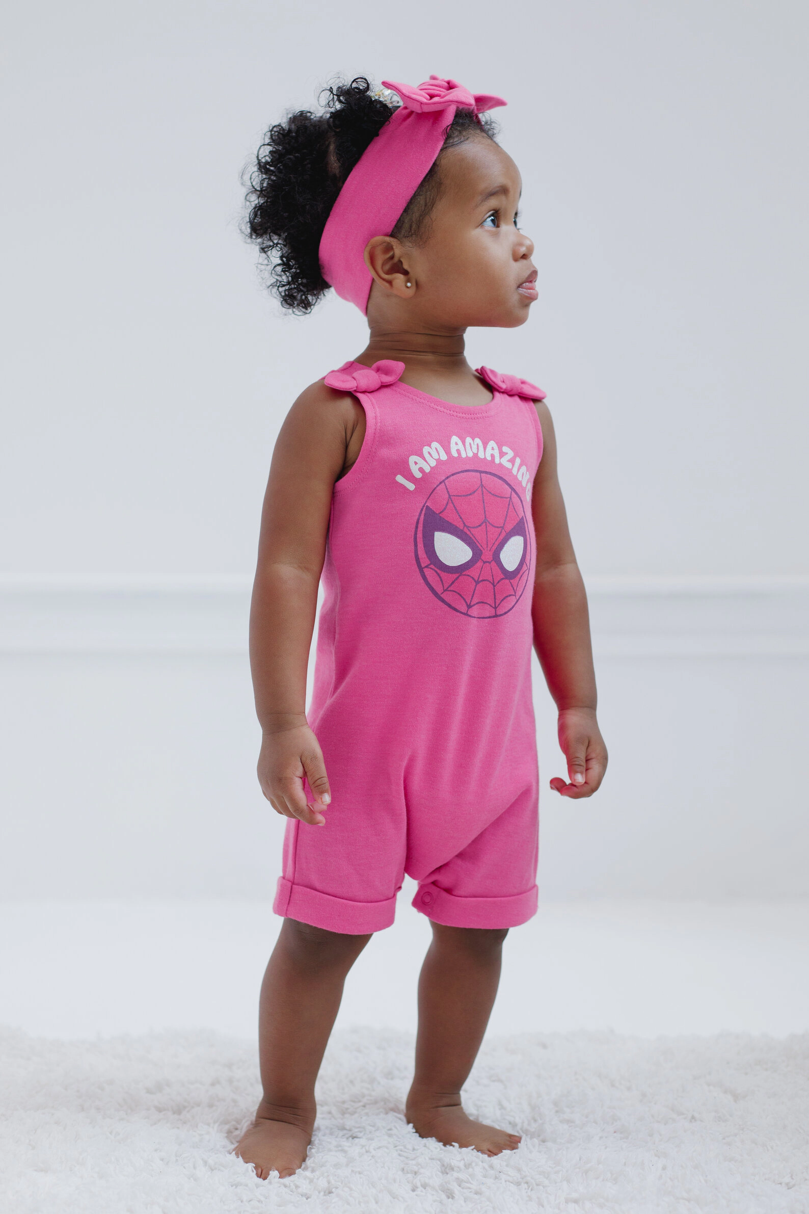 Marvel Spider-Man Girls' One Piece Romper and Headband Set