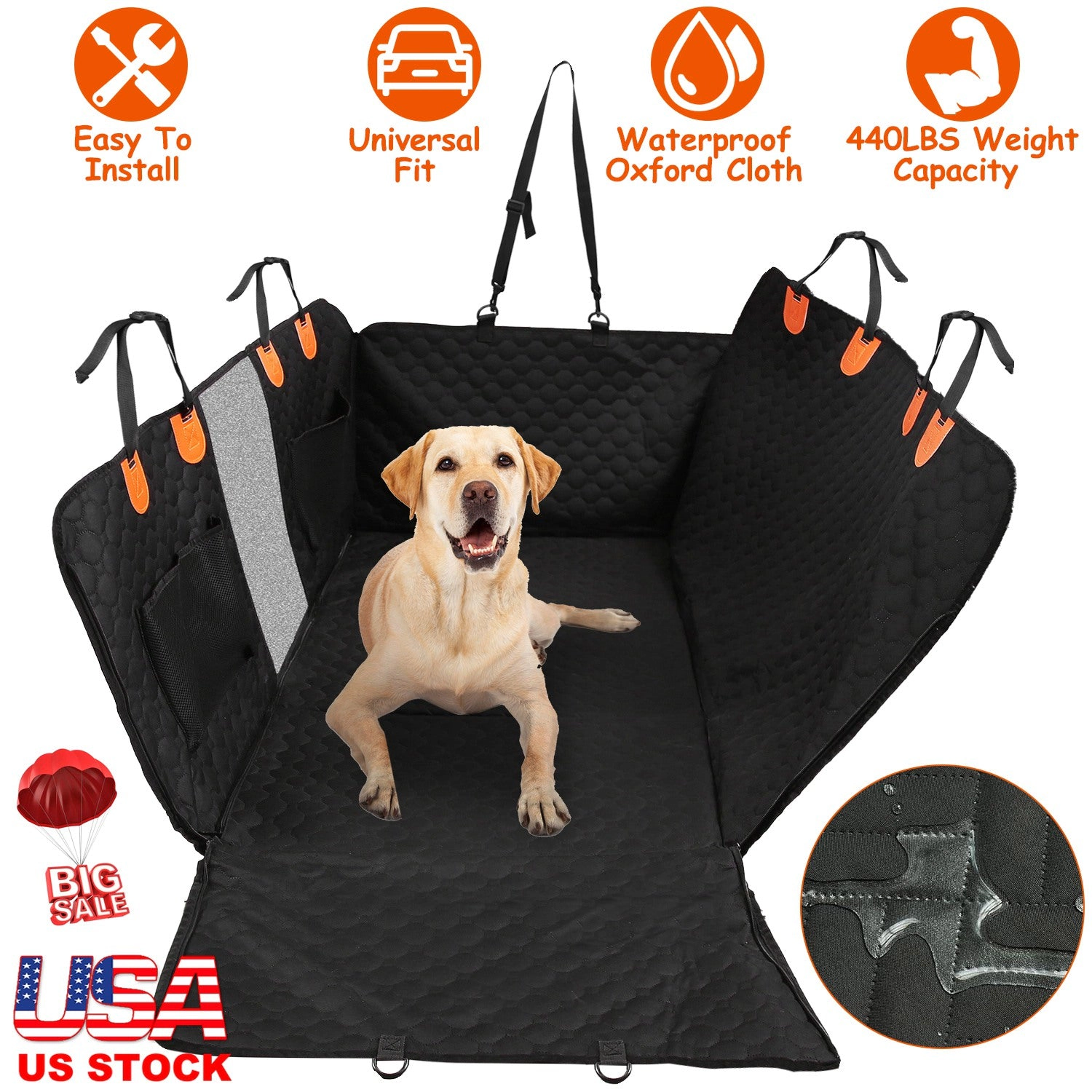 GBruno Waterproof Dog Car Back Seat Cover With Mesh