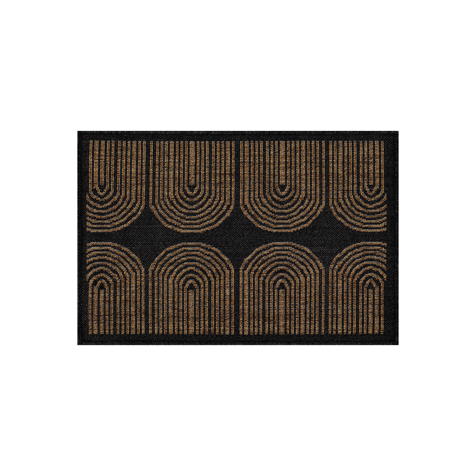 World Rug Gallery Geometric Border Indoor/Outdoor Flat Woven-Natural Jute-Style Patio for Backyard Porch Deck