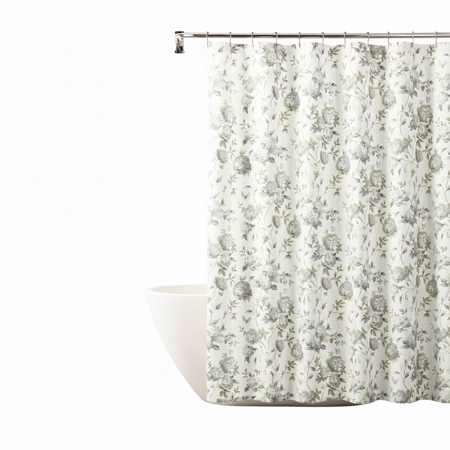 Ellis Curtain 48% Cotton 52% Polyester Traditional Hydrangea Pattern Abigail Shower Curtain 72 x 72 Porcelain