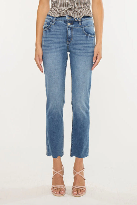 KanCan Women's Essentials High Rise Slim Straight Jeans Kathleen