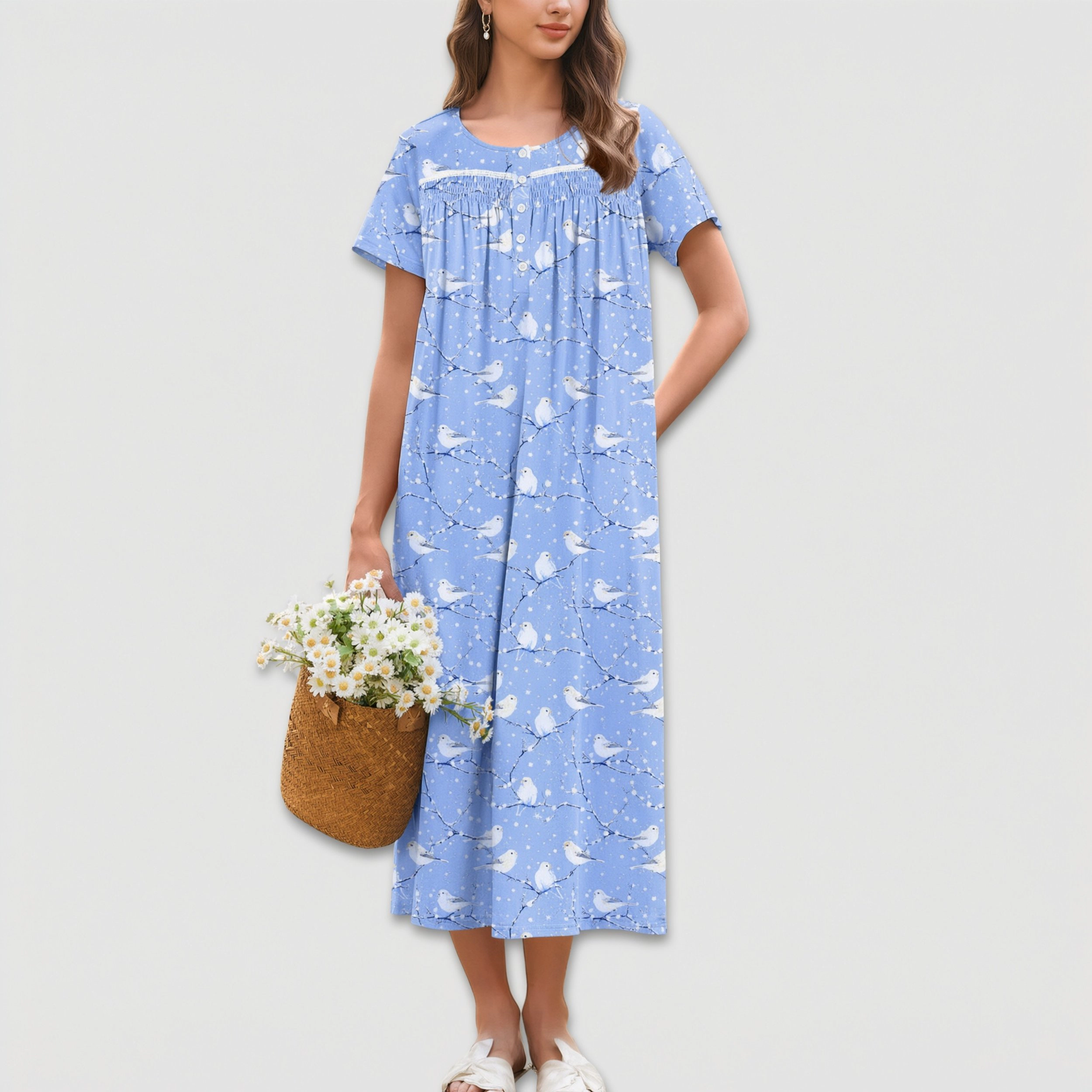 Ekouaer Cotton Nightgowns for Women Long Night Gown Sleepdress Victorian Sleepwear Nightdress