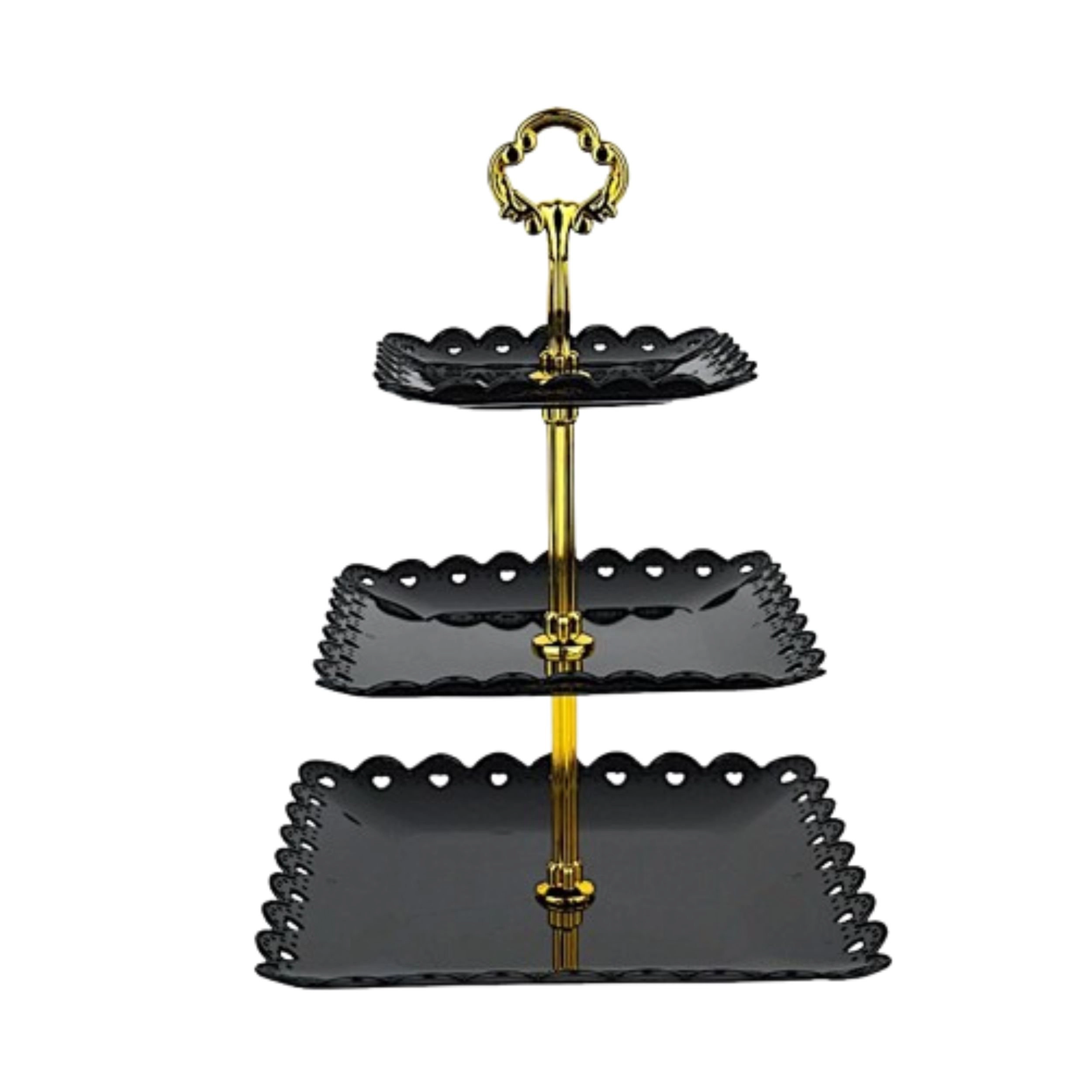 Home Collection 13-Inch 3-Tier Heart Rim Cupcake Stand