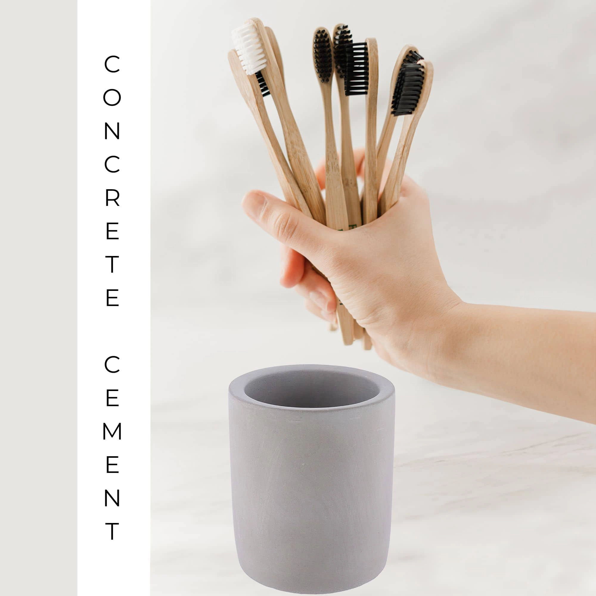 Evideco French Home Goods 8in Bamboo Tumbler - Tall Toothbrush Holder, Natural Finish
