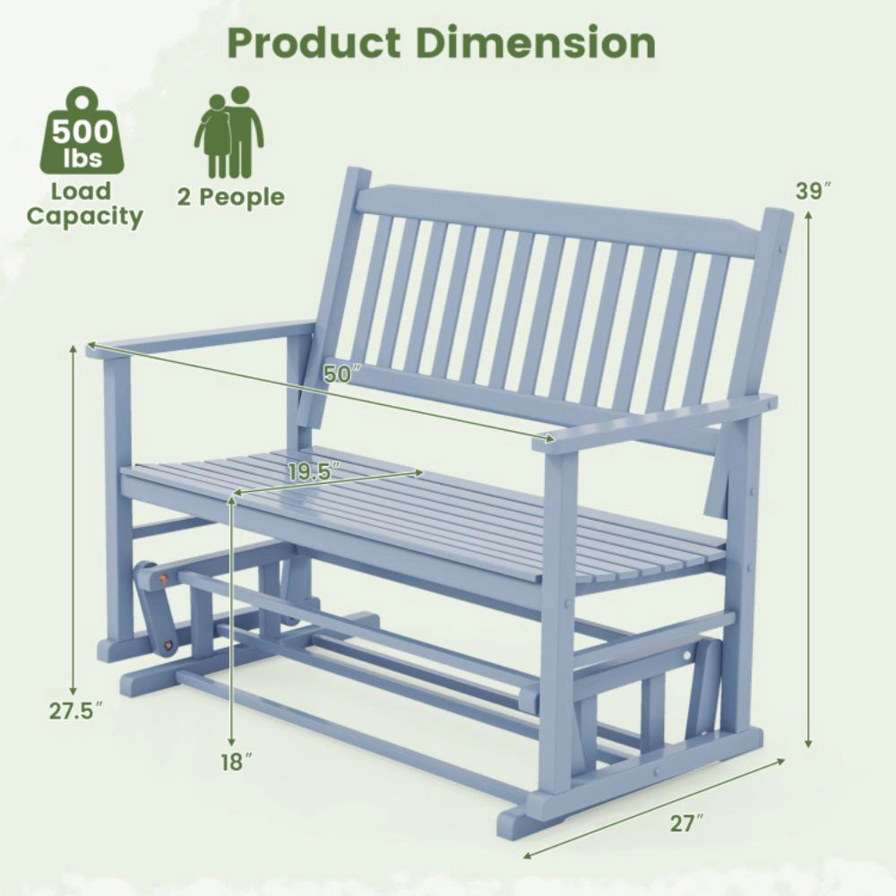 Hivvago 2 Seats Outdoor Glider Bench With Armrests And Slatted Seat