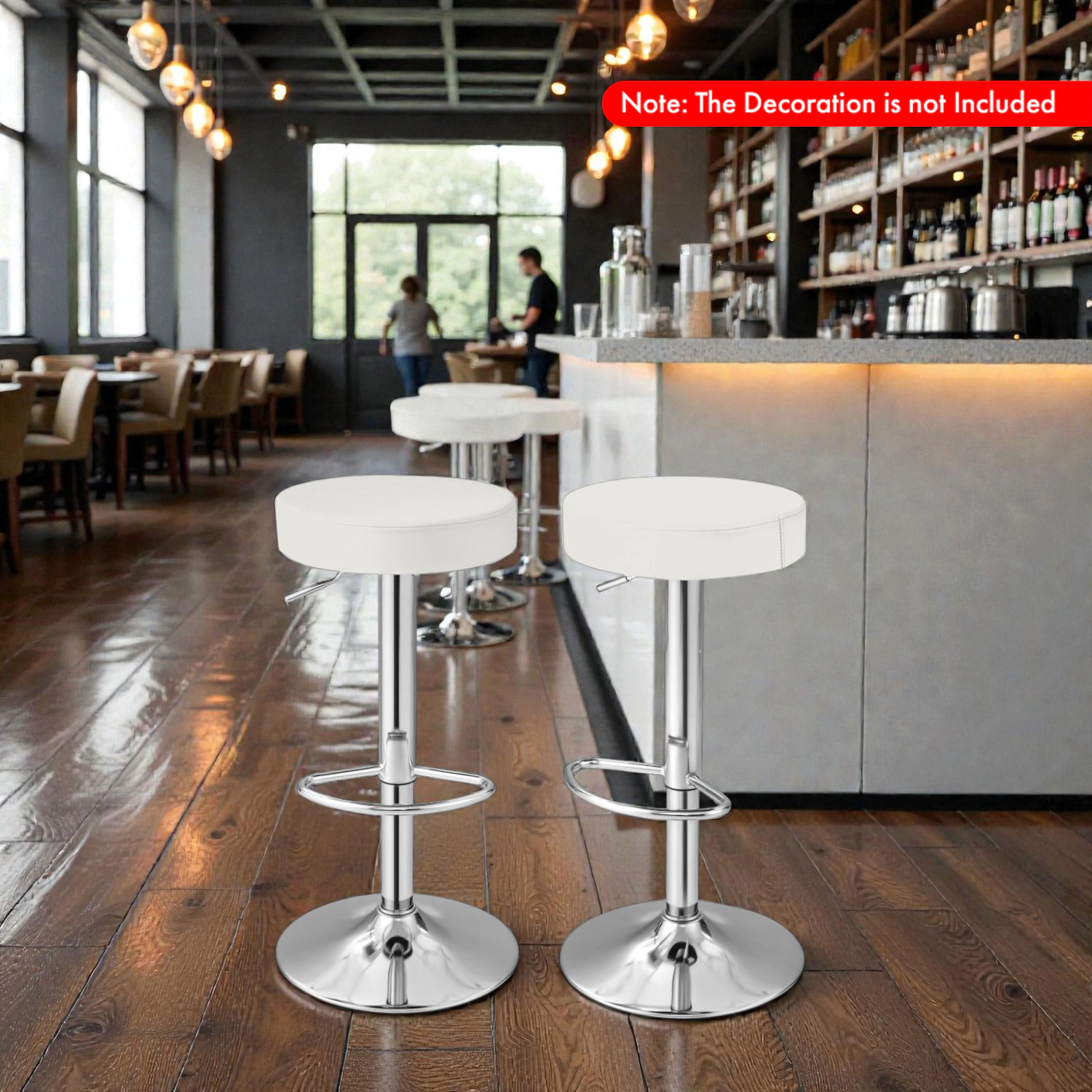 Hivvago Set of 2 Height Adjustable Swivel Bar Stools with Round Seats for Home or Pub