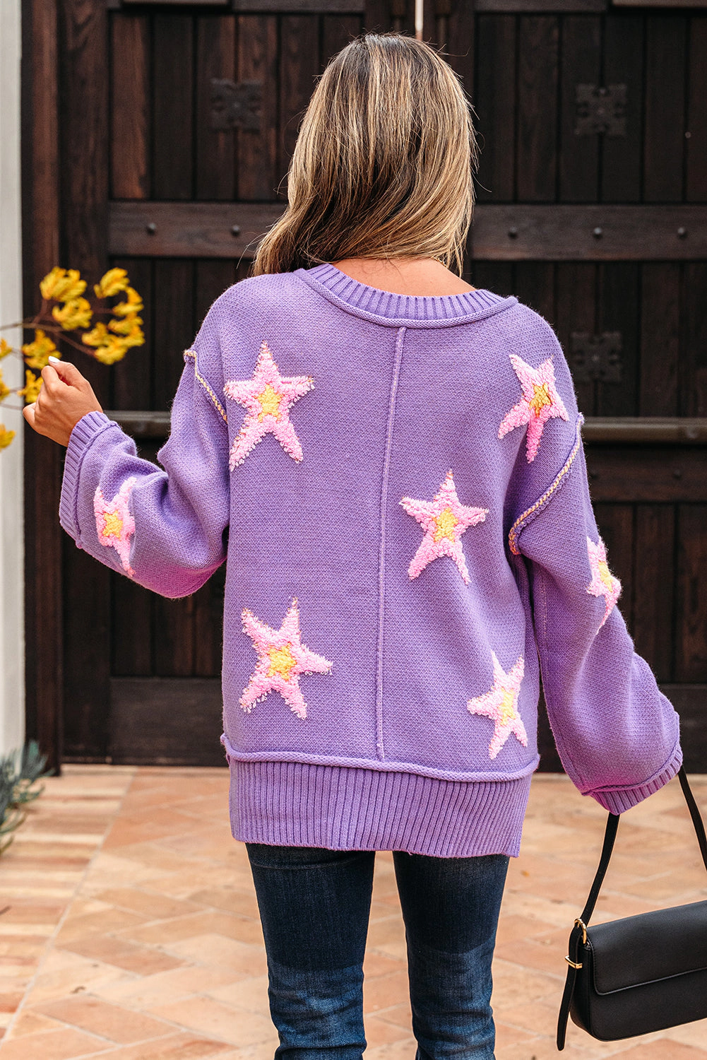 Threaded Pear Women's Aubrey Brushed Star Oversize Sweater