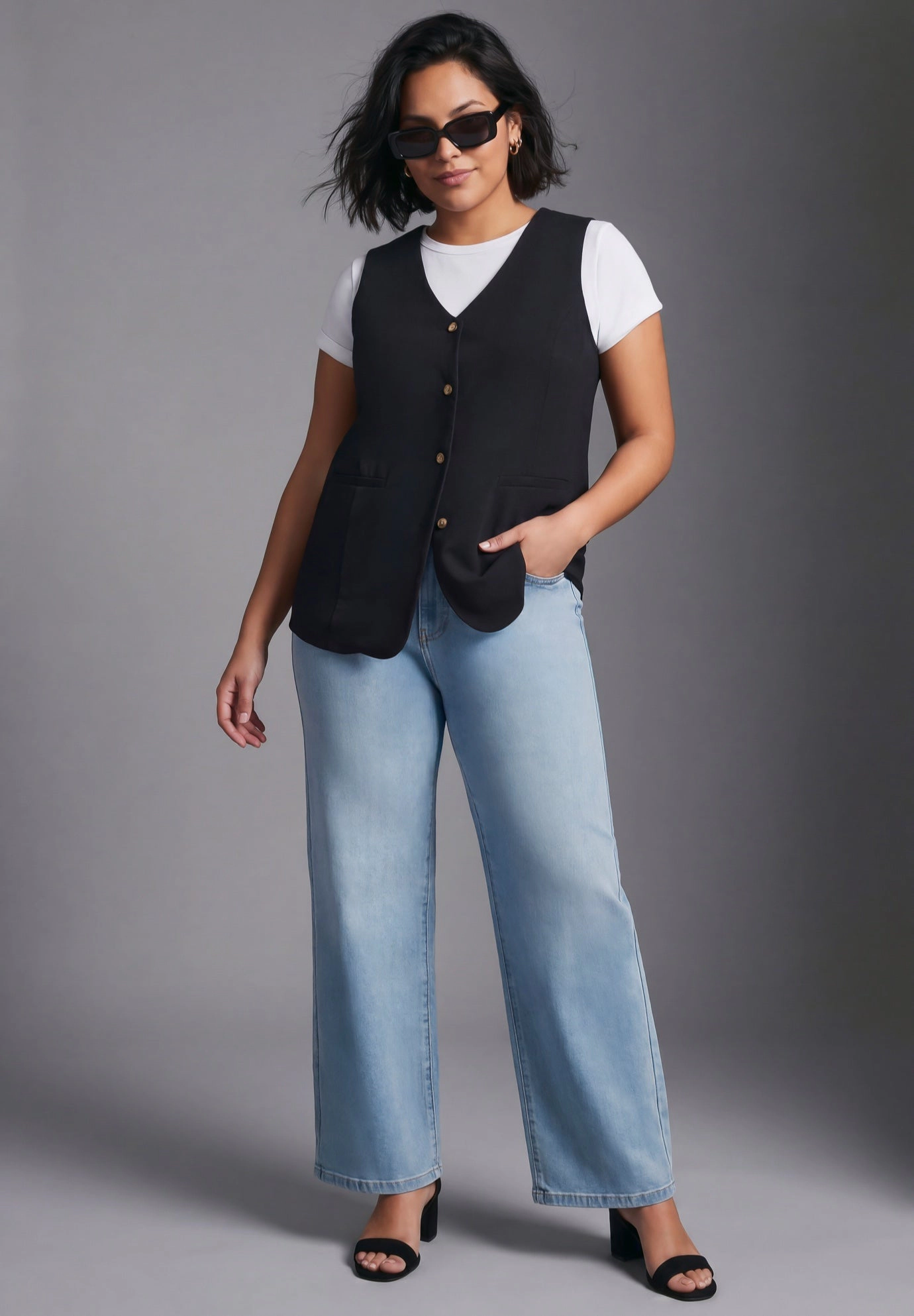 Avenue Women's Plus Butter Denim Wide Leg Jean
