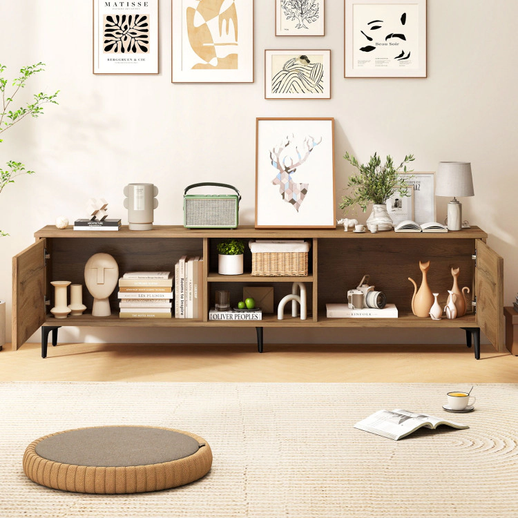 Hivvago Tv Stand For Tvs Up To 70 Inch Waveform Fluted Entertainment Center