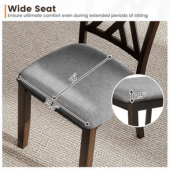 LJG Linen Fabric Upholstered Wooden Dining Chair Set of 4 with Rubber Wood Frame for Dining Room