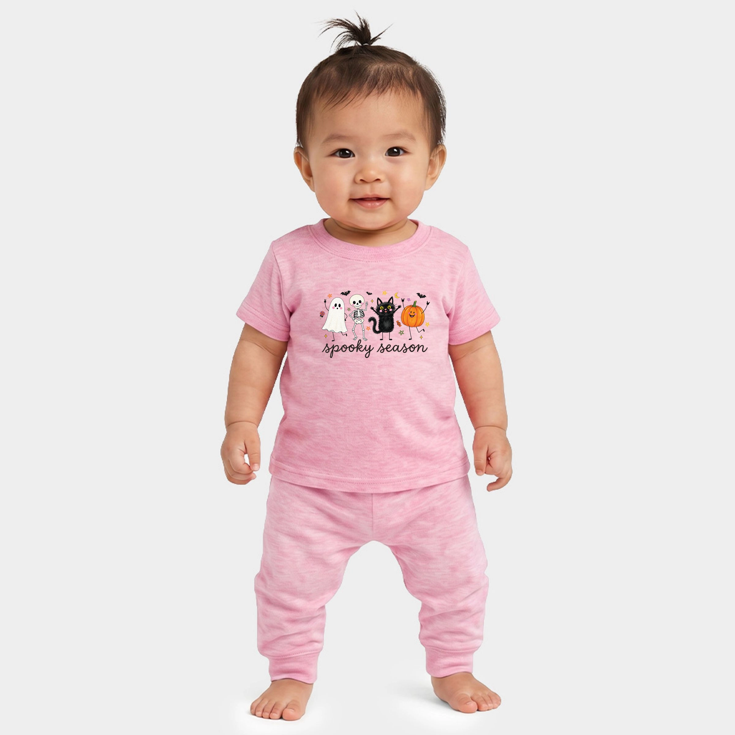 The Juniper Shop - Infant Jogger Pant Crew Set Spooky Season Stick Figures