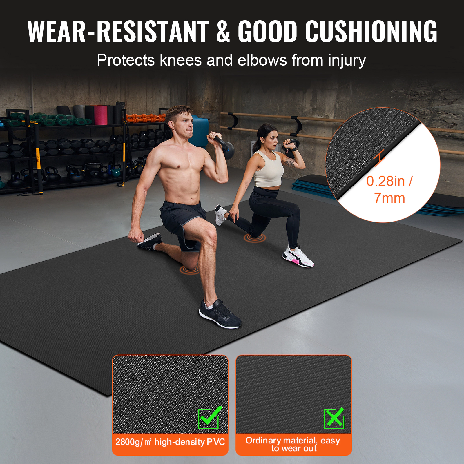 HONGGE XL Non-Slip Yoga Mat, 12x6 ft PVC Exercise Mat for 3-4 People, Home Gym Workout Mat with Carry Bag