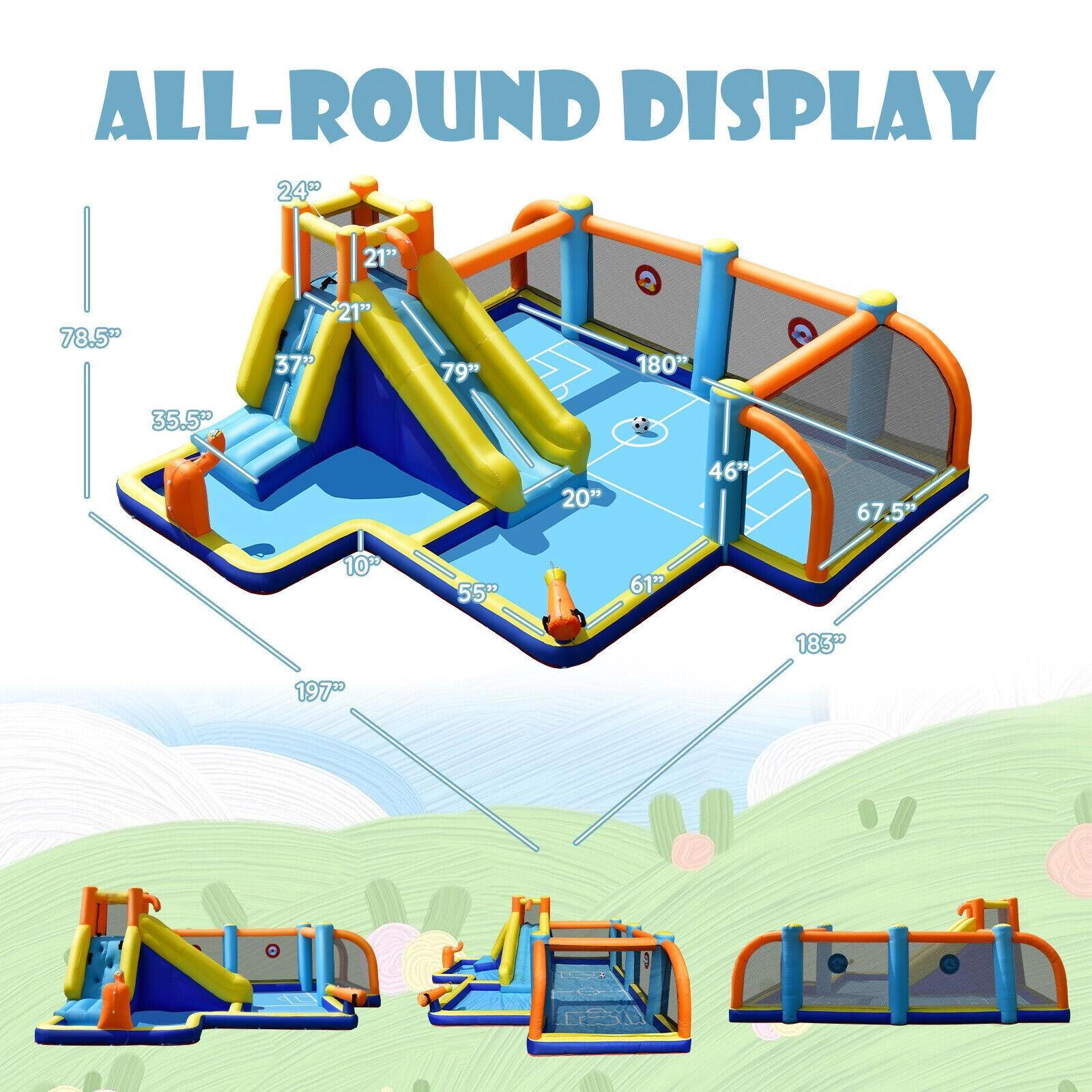 SUGIFT Giant Soccer Themed 735W Blower and Splash Pool Kids Inflatable Water Slide