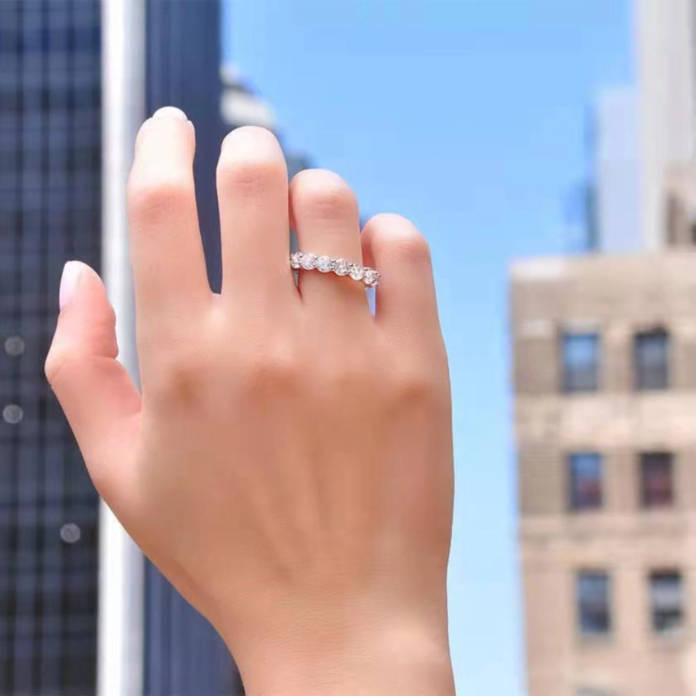 Wardrobe Whimsy Round Cut Cubic Zirconia Full Eternity Band Ring for Women