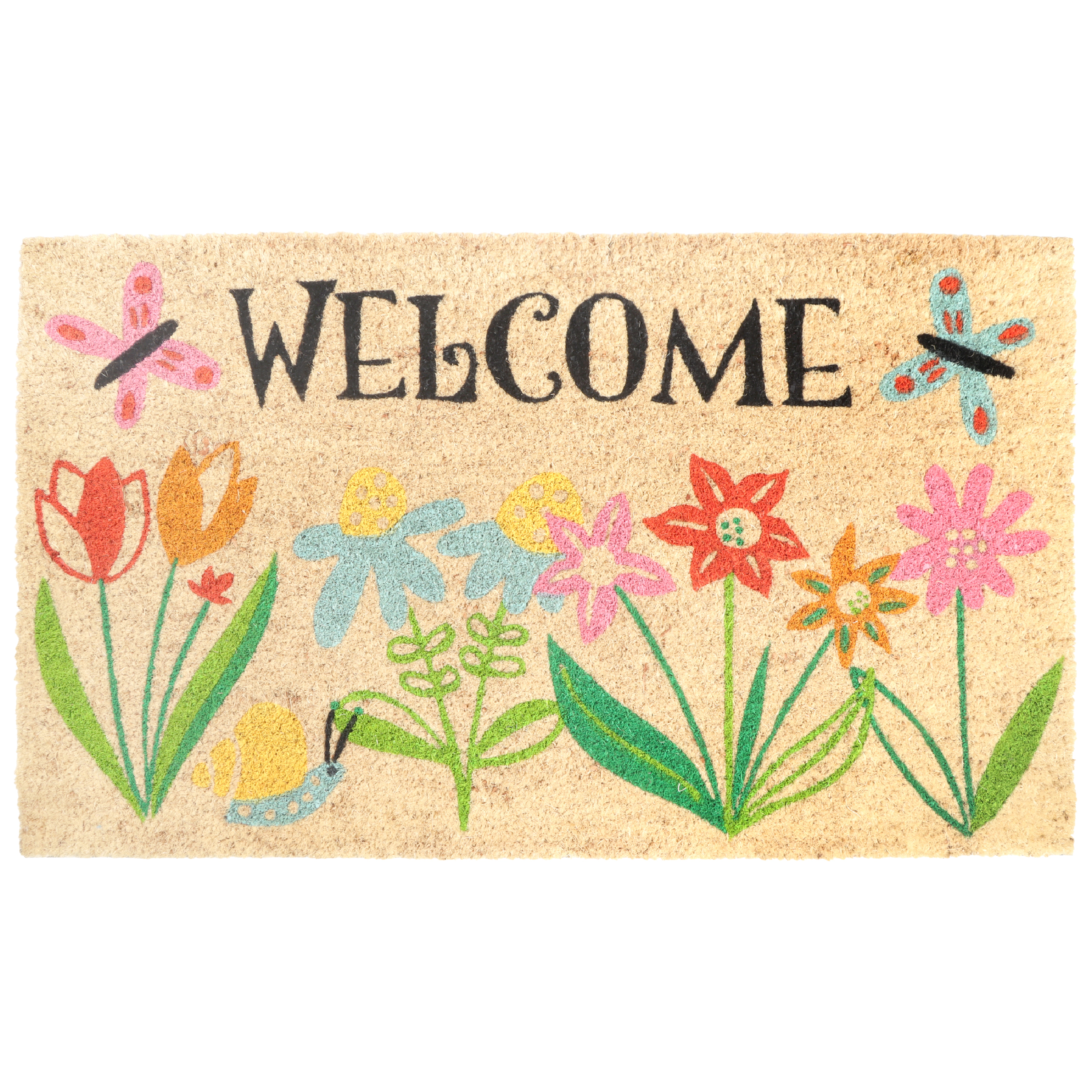 A1 Home Collections Natural Coir Coastal Christmas Doormat Heavy Duty Non-Slip PVC Backing Outdoor Mat 18 x 30 In