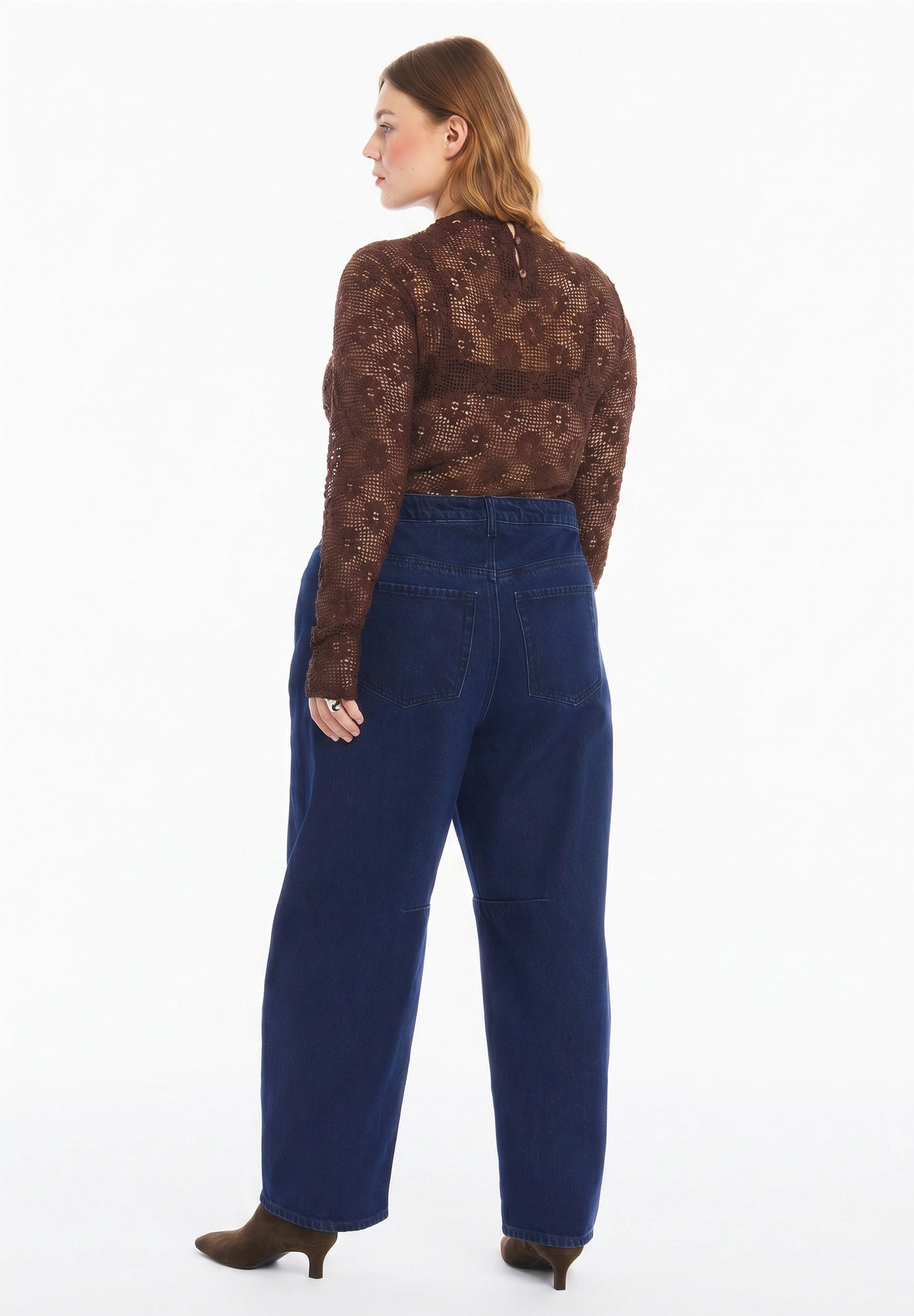 June & Vie Women's Plus Dramatic Drawstring Barrel Jean