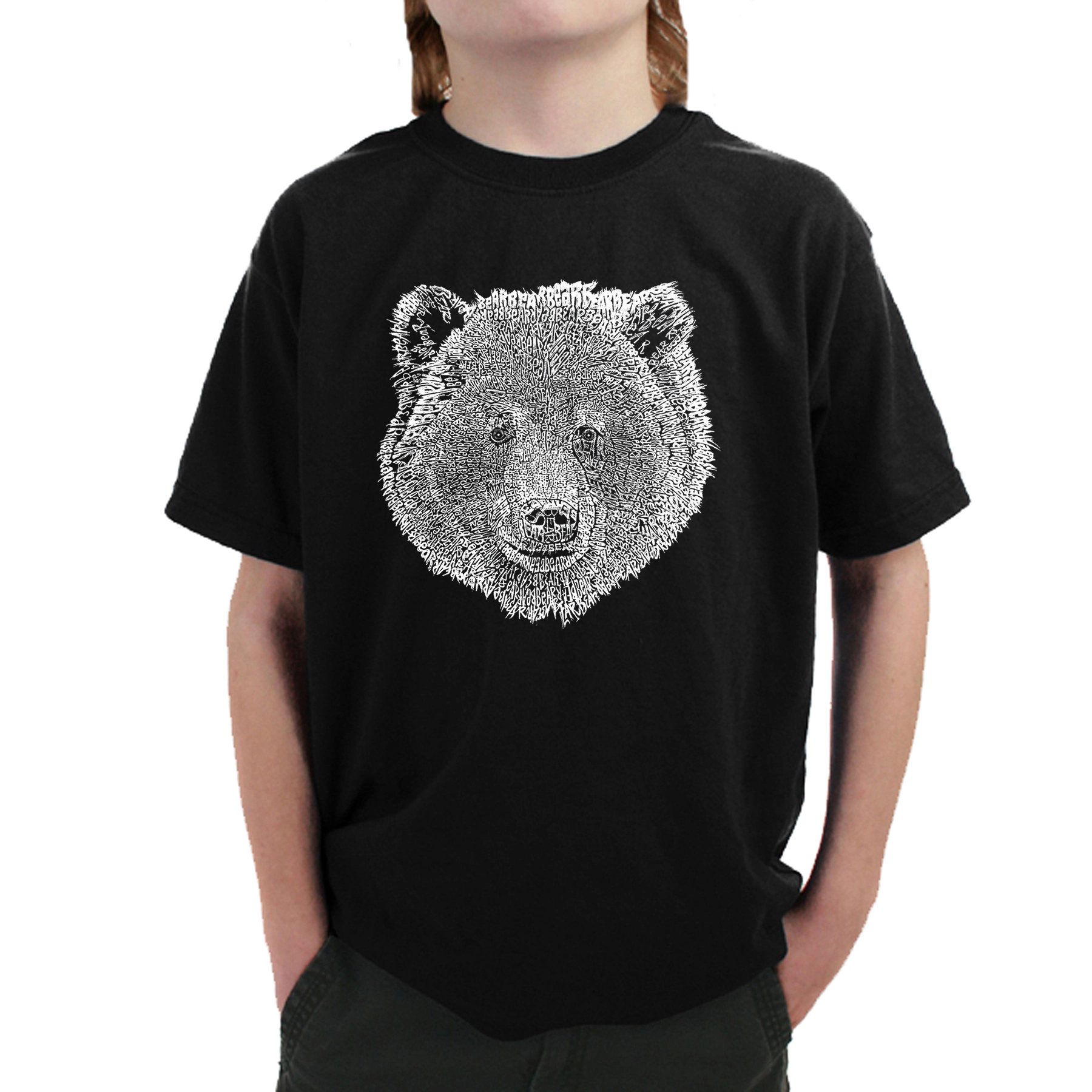 LA Pop Art Boy's Word T-Shirt - Bear Face