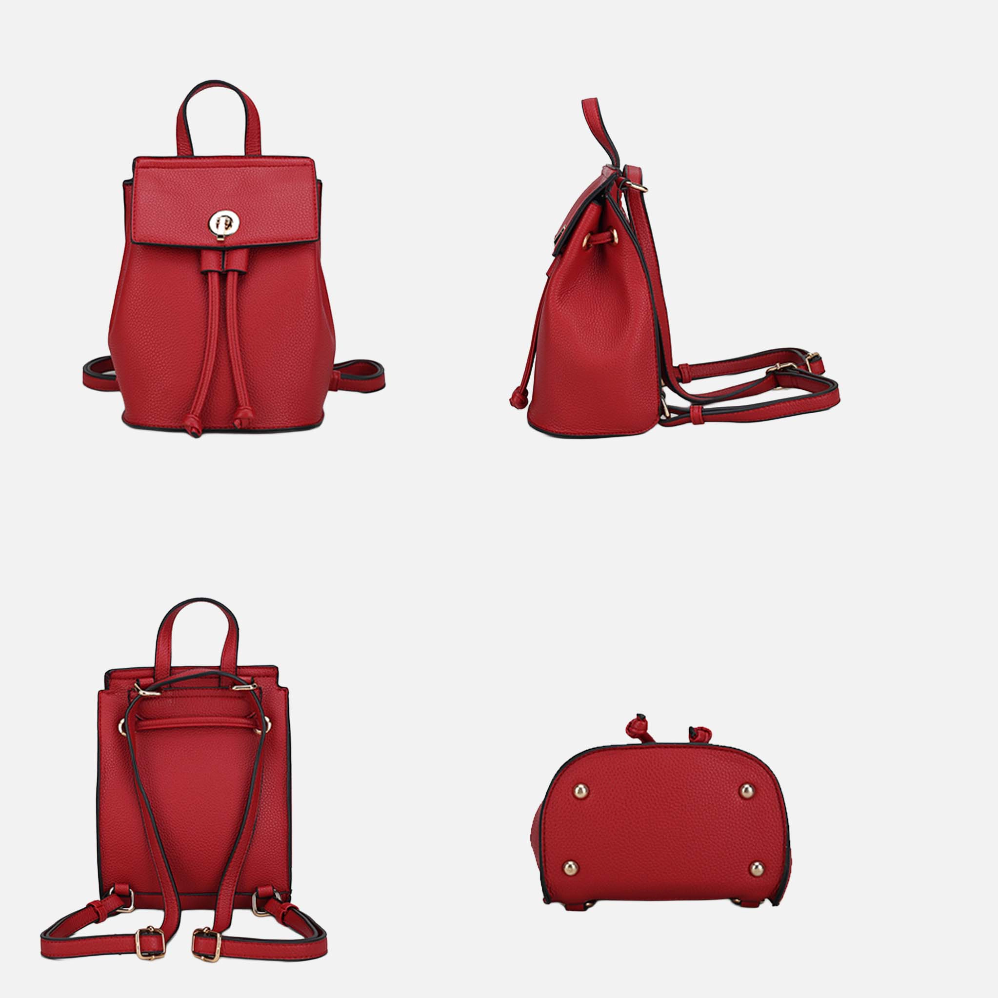 Mia K Collection Serafina Mini Backpack - Pebble Vegan Leather, Gold-Tone Hardware