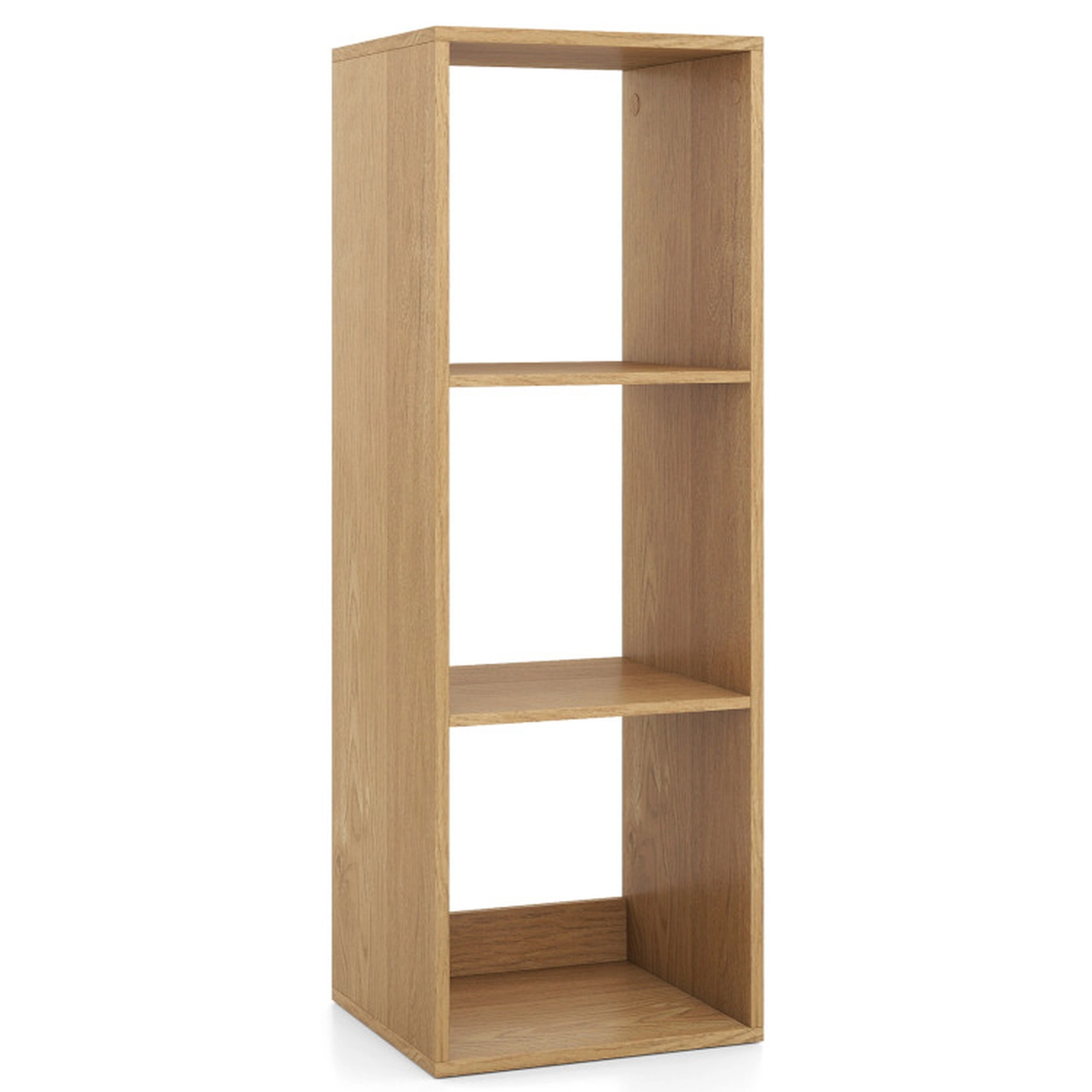 SUGIFT 3-Cube Engineered Wood Bookshelf with Back Guardrail 145-lb Capacity 41-in Tall 3-Piece White Natural Black Brown