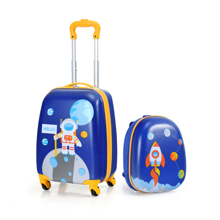 Hivvago 2-Piece Kids Travel Luggage Set with Backpack and Rolling Suitcase